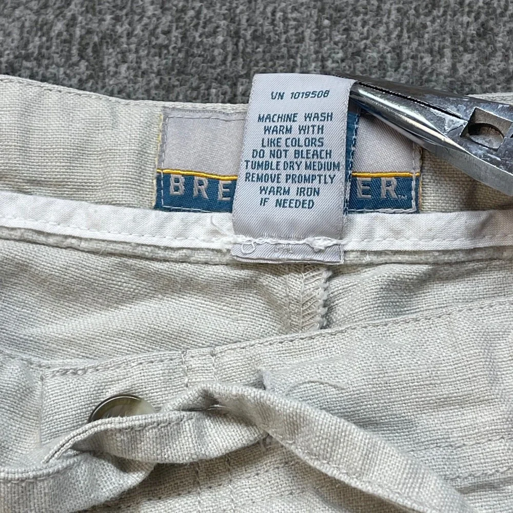 Breakwater Mens Linen Cotton Blend Drawstring Pants Beige 40x32 Relaxed Fit